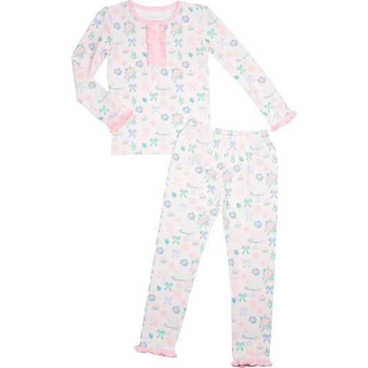 Pink Floral Birthday Print Knit Pajamas