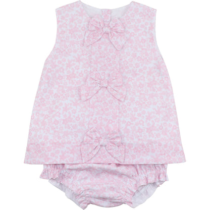 Pink Floral Bow Diaper Set