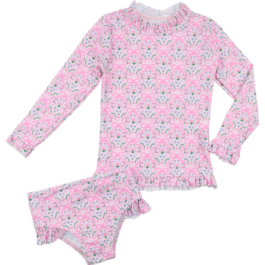 Pink Floral Bow Swim Set