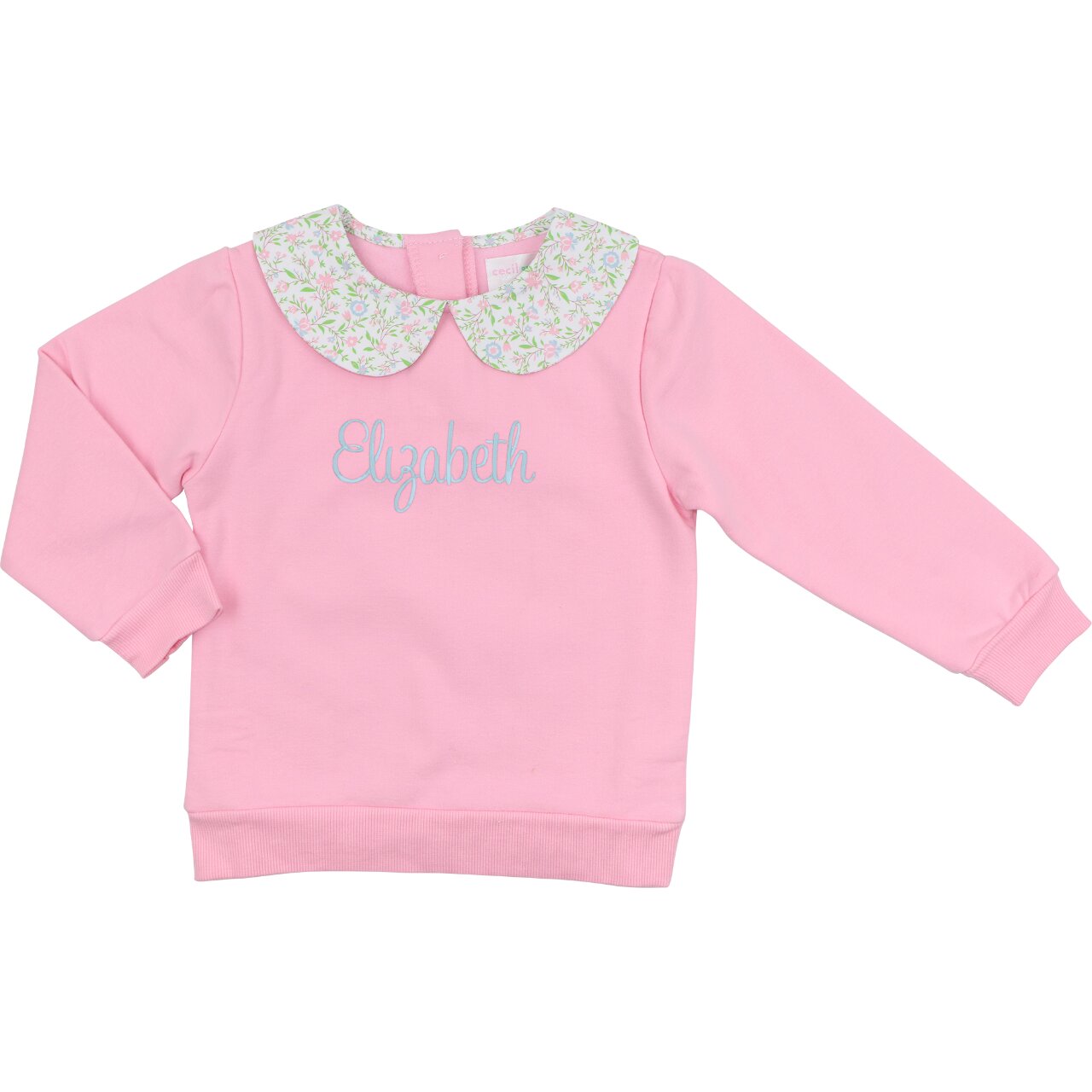 Pink Floral Collar Sweatshirt