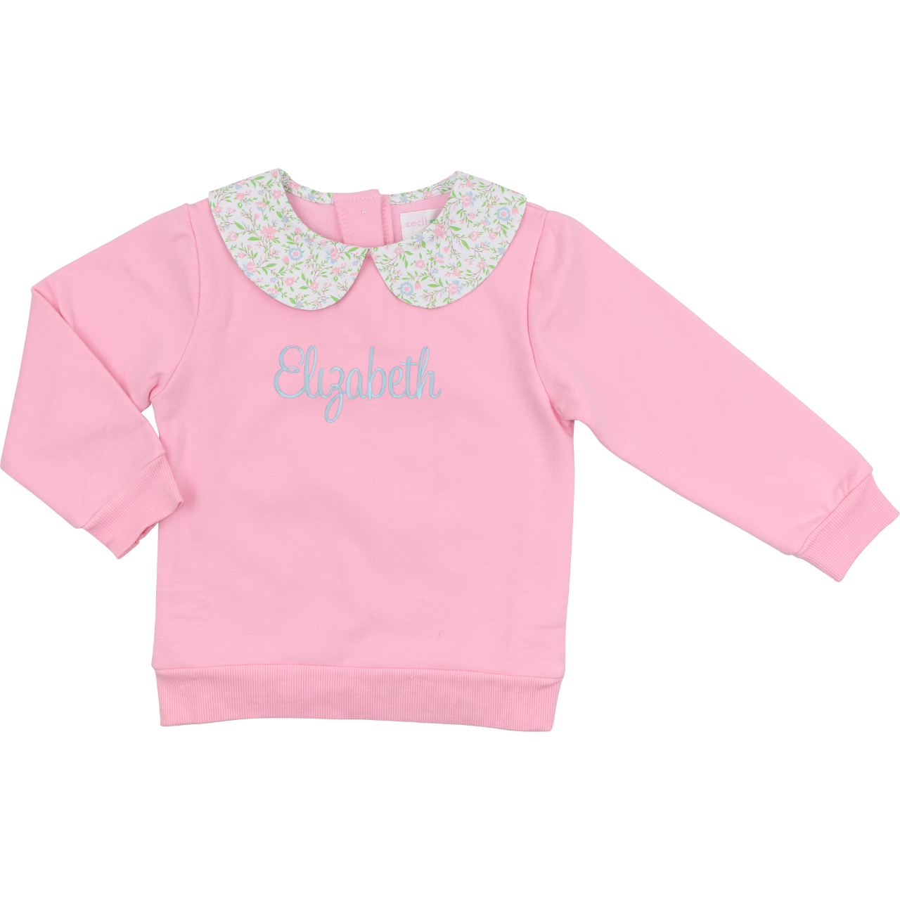 Pink Floral Collar Sweatshirt