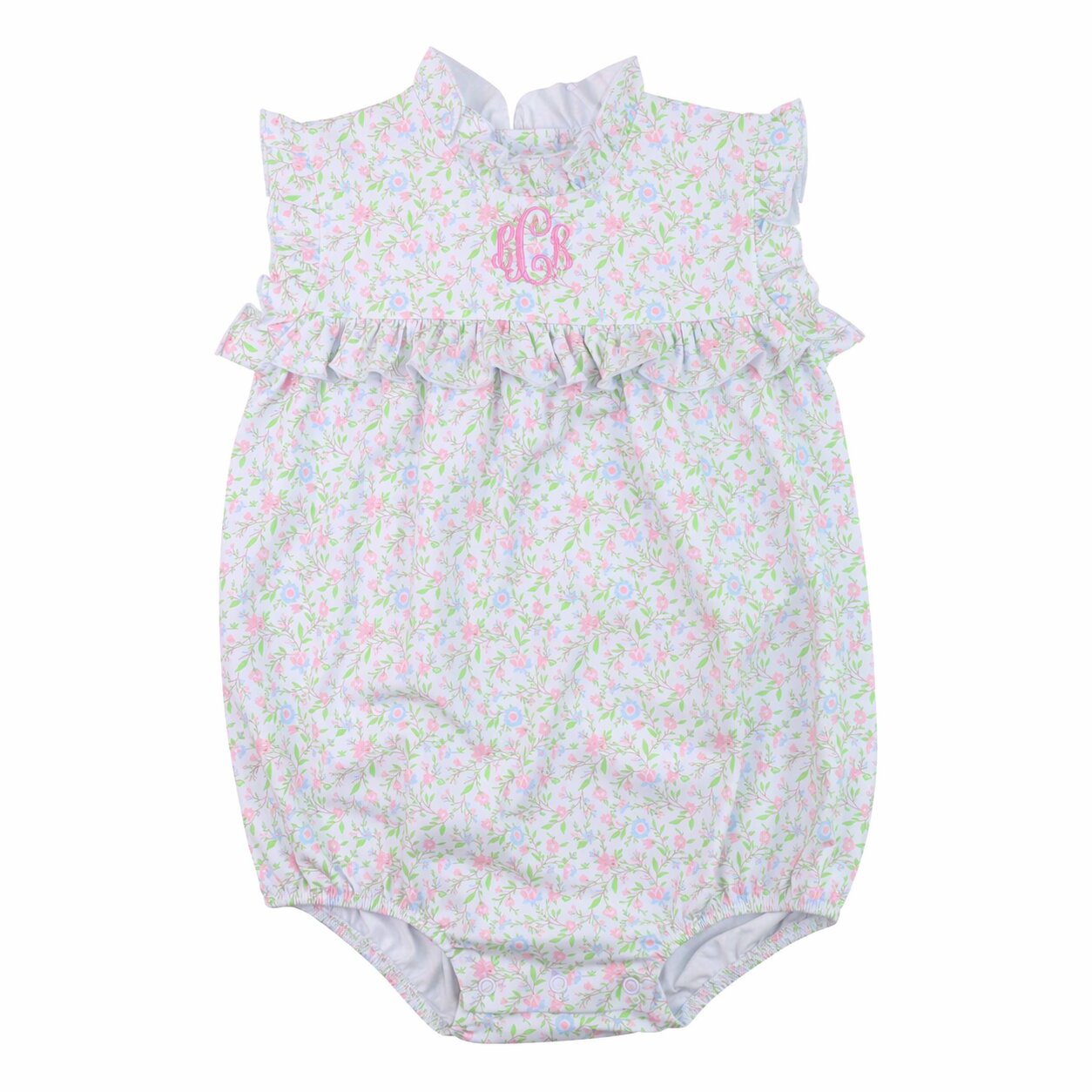 Pink Floral Knit Ruffle Bubble1