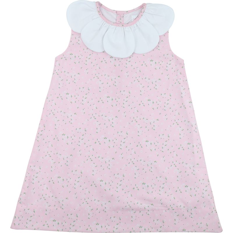 Pink Floral Petal Collar Dress