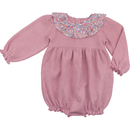 Pink floral woven sweater bubble 