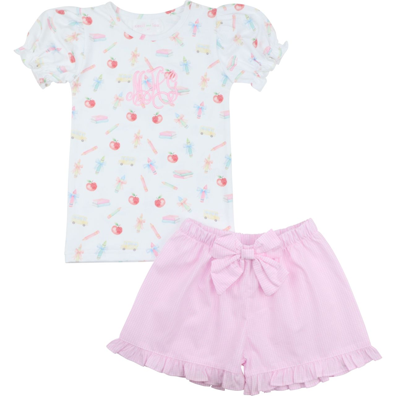 Pink Gingham Back To School Short Set