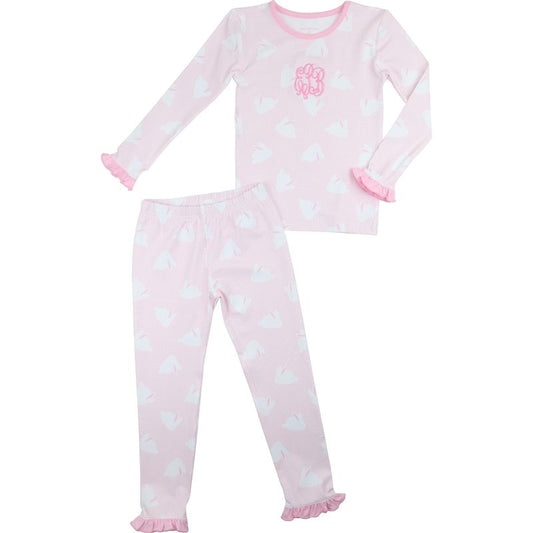 Pink Gingham Bunny Print Knit Pajamas