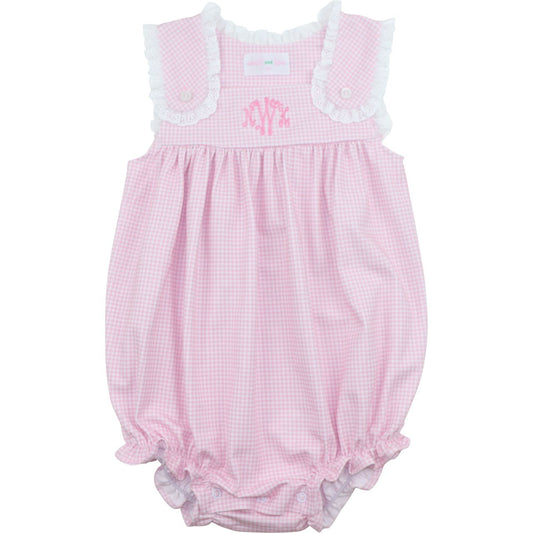 Pink Gingham Knit Eyelet Bubble