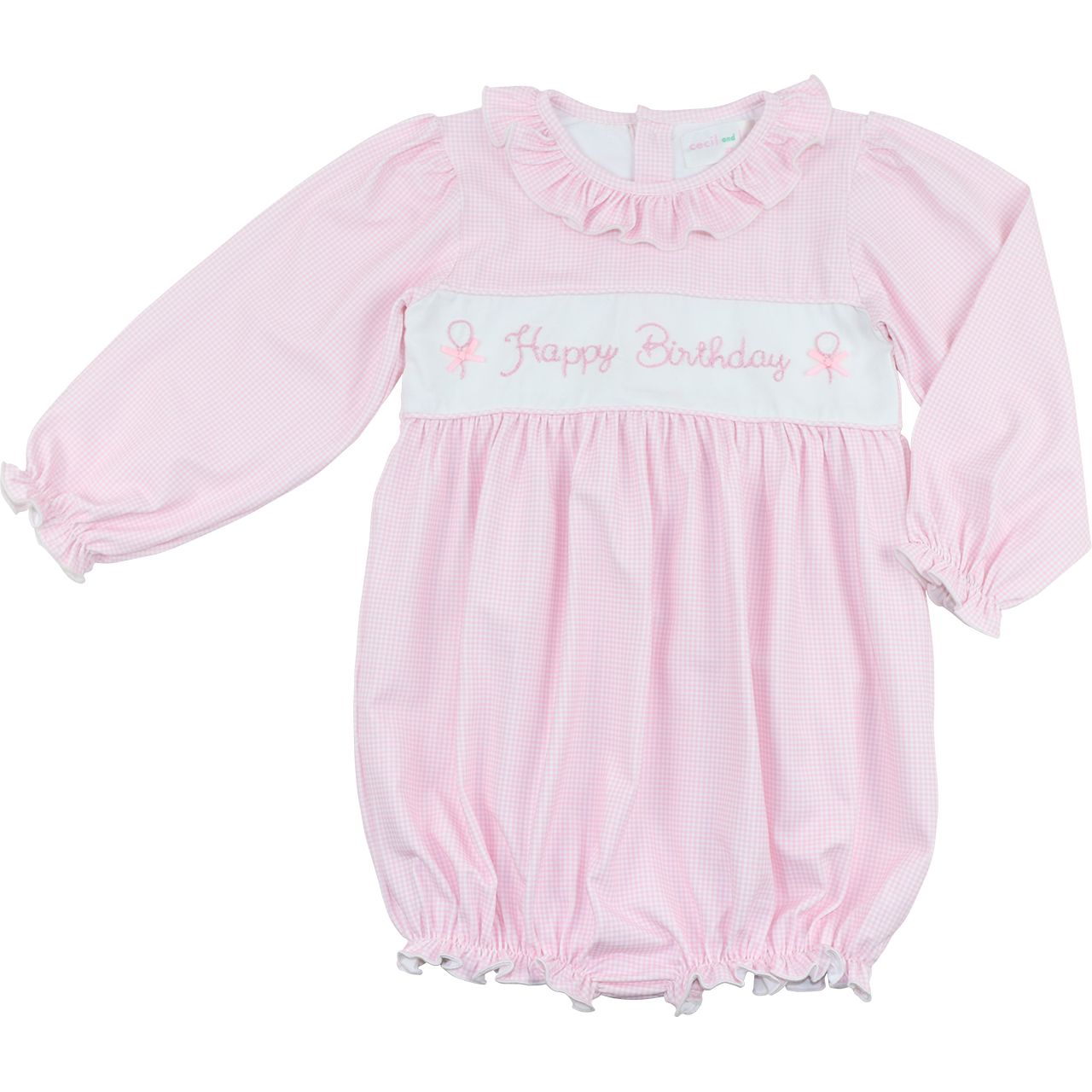 Pink Gingham Knit Happy Birthday Bubble