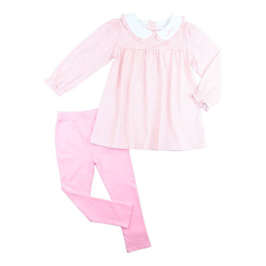Pink Gingham Knit Legging Set