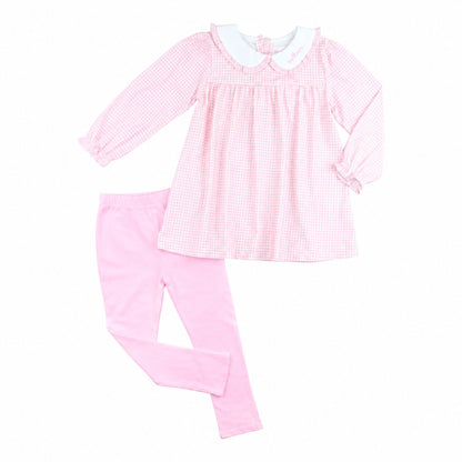Pink Gingham Knit Legging Set1