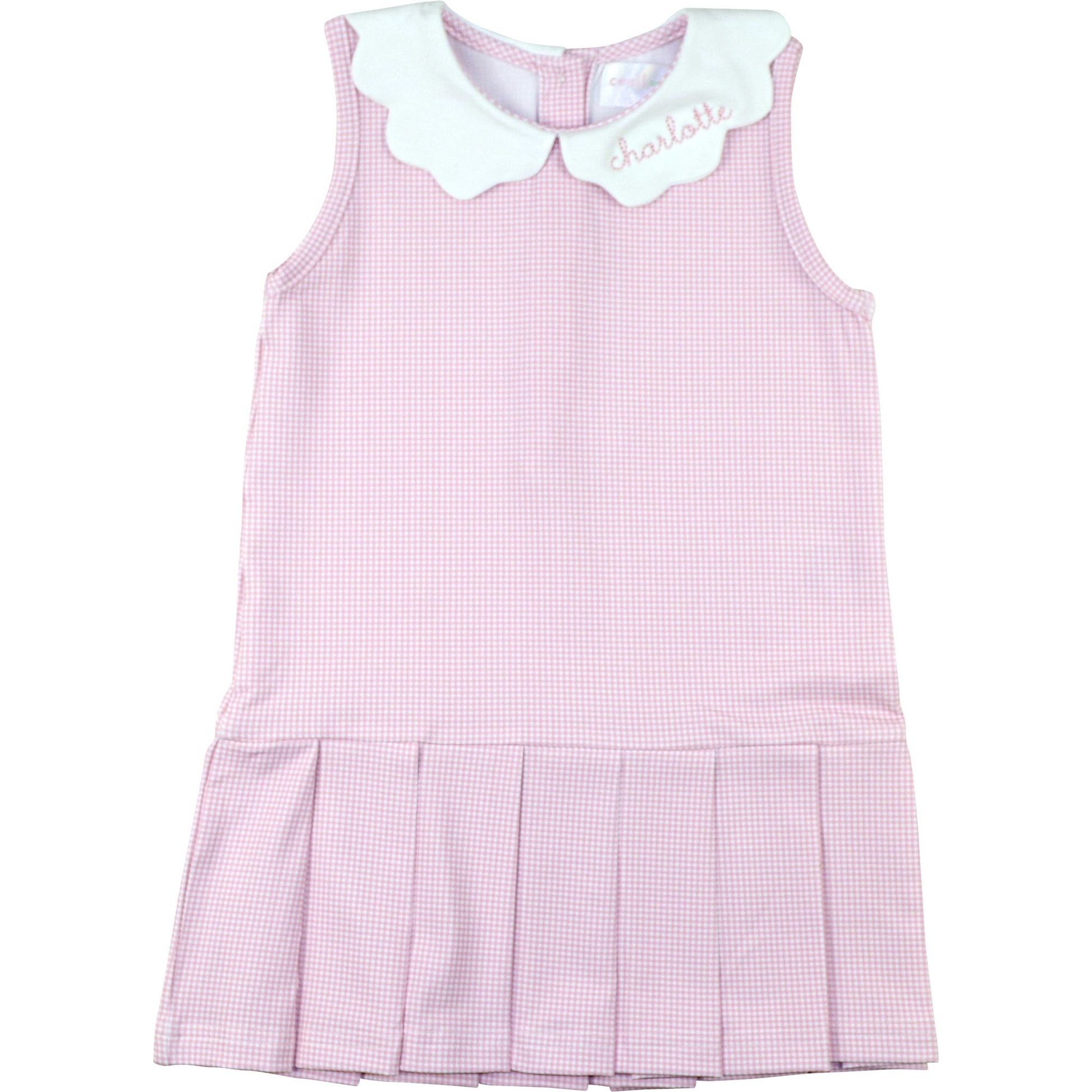 Pink Gingham Scalloped Collar Knit Tennis Dress Size 6 Pink Gingham Scalloped Collar Knit Tennis Dress Size 6