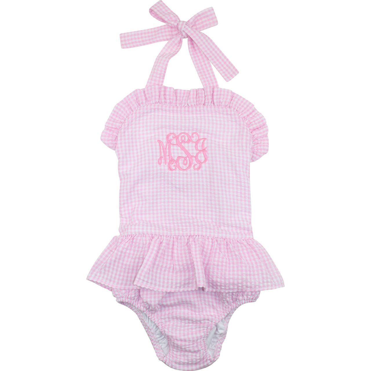 Pink Gingham Seersucker Swimsuit