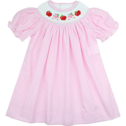 Pink Gingham Smocked Back To School Dress