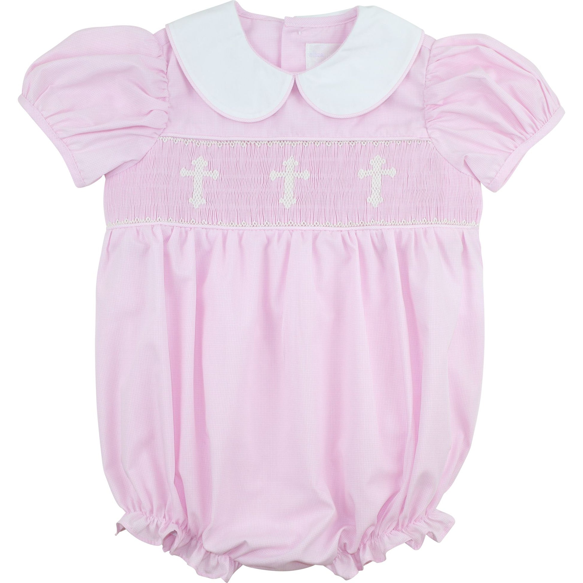 Pink Gingham Smocked Cross Bubble