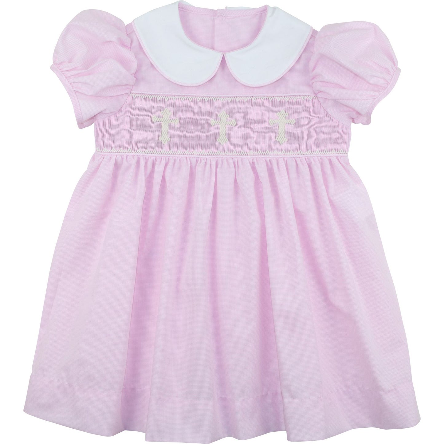 Pink Gingham Smocked Cross Dress