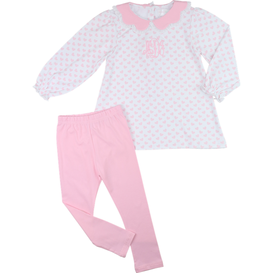 Pink Heart Knit Legging Set