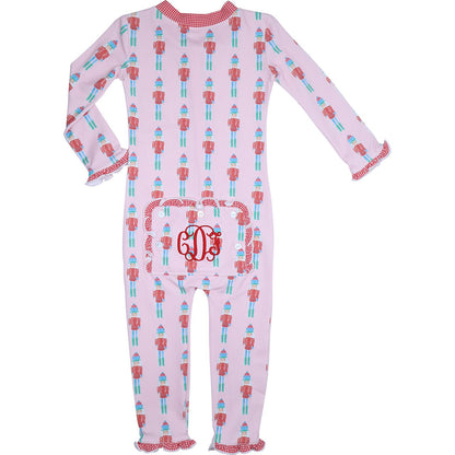 Pink Holiday Nutcracker Knit Zipper Pajamas