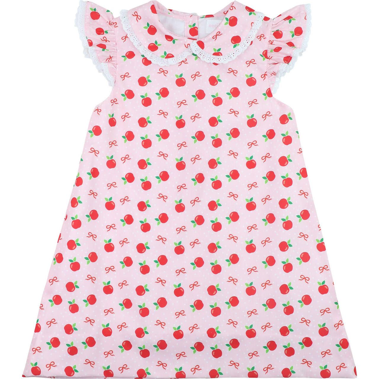 Pink Knit Apple And Bow Dress