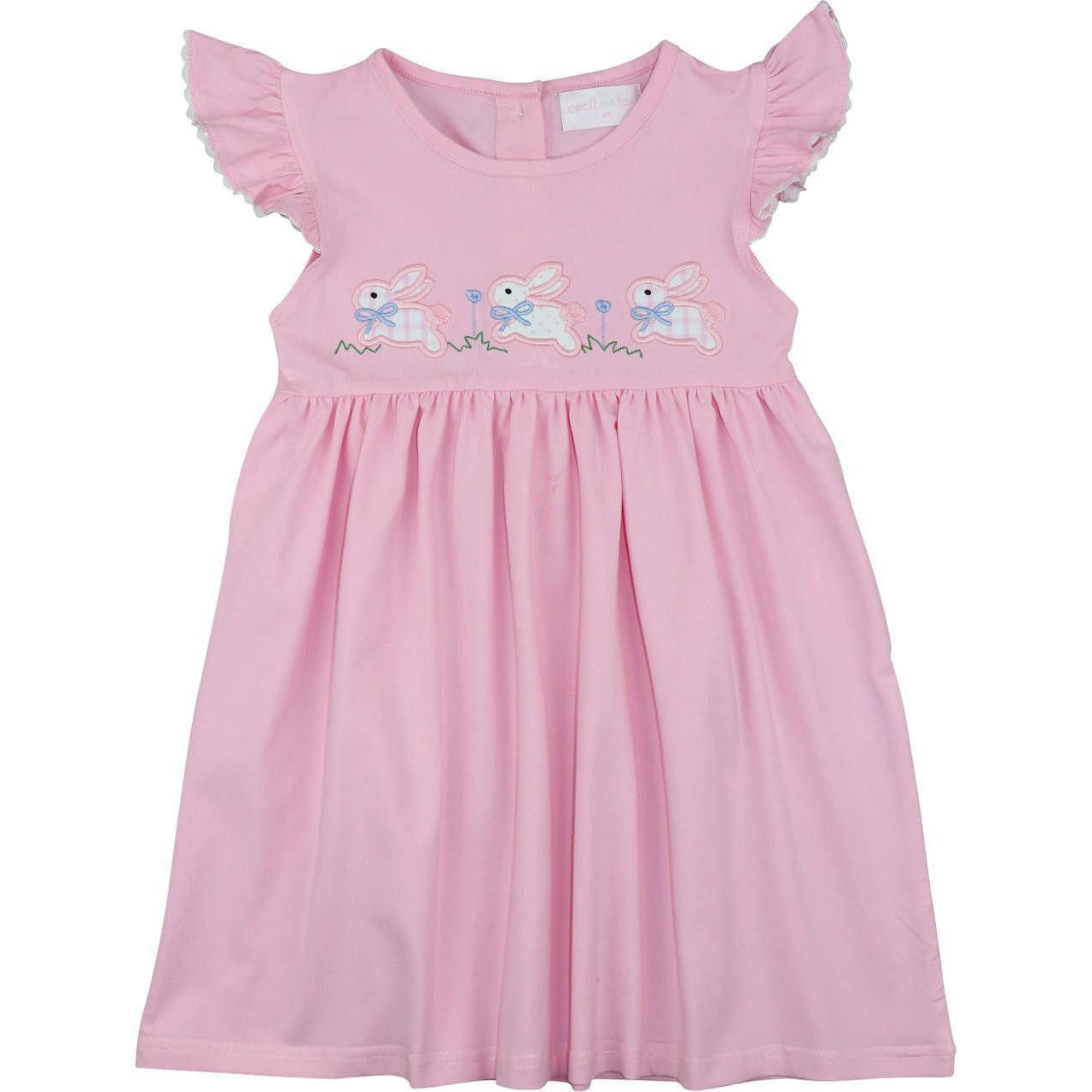 Pink Knit Applique Bunnies Dress