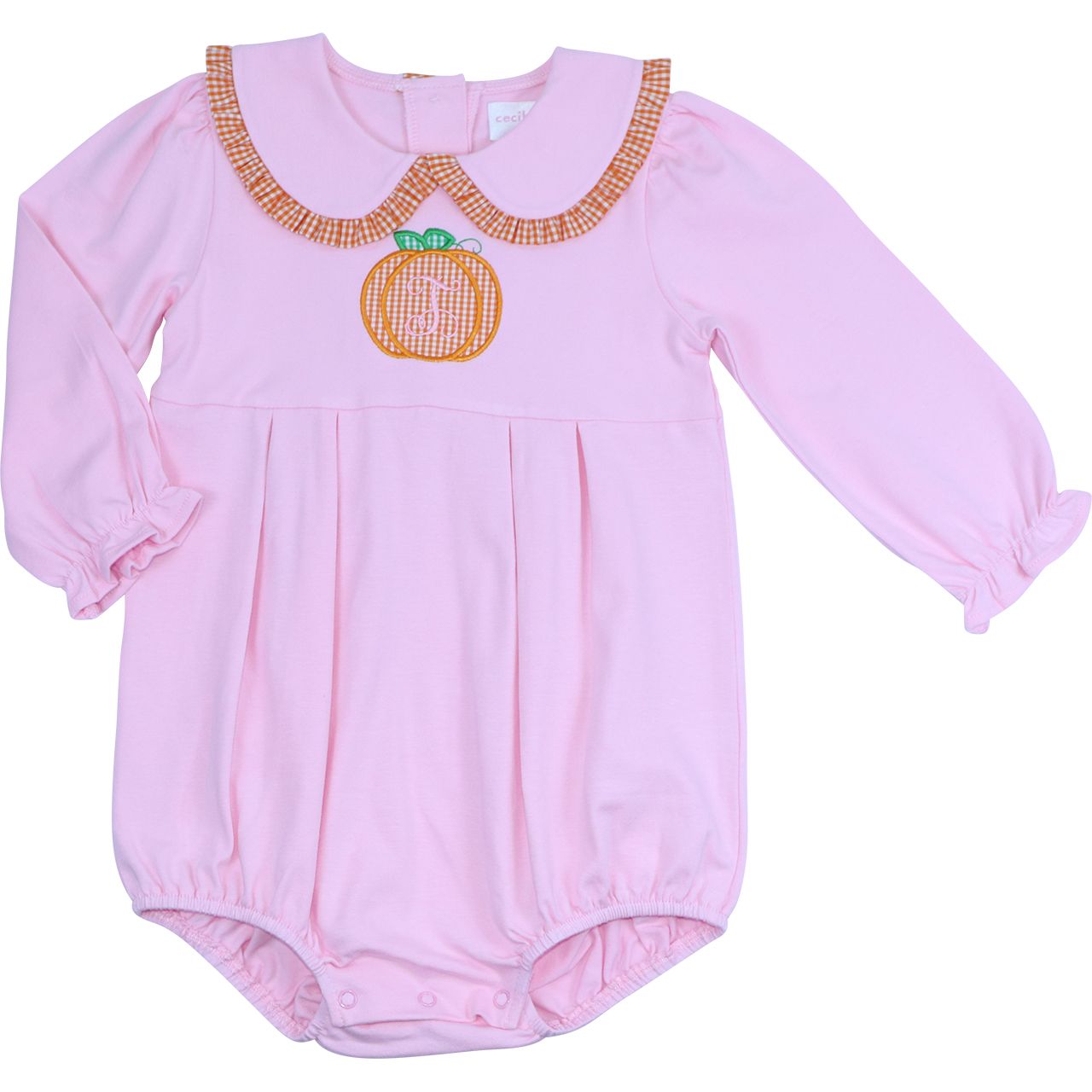 Pink Knit Applique Pumpkin Bubble