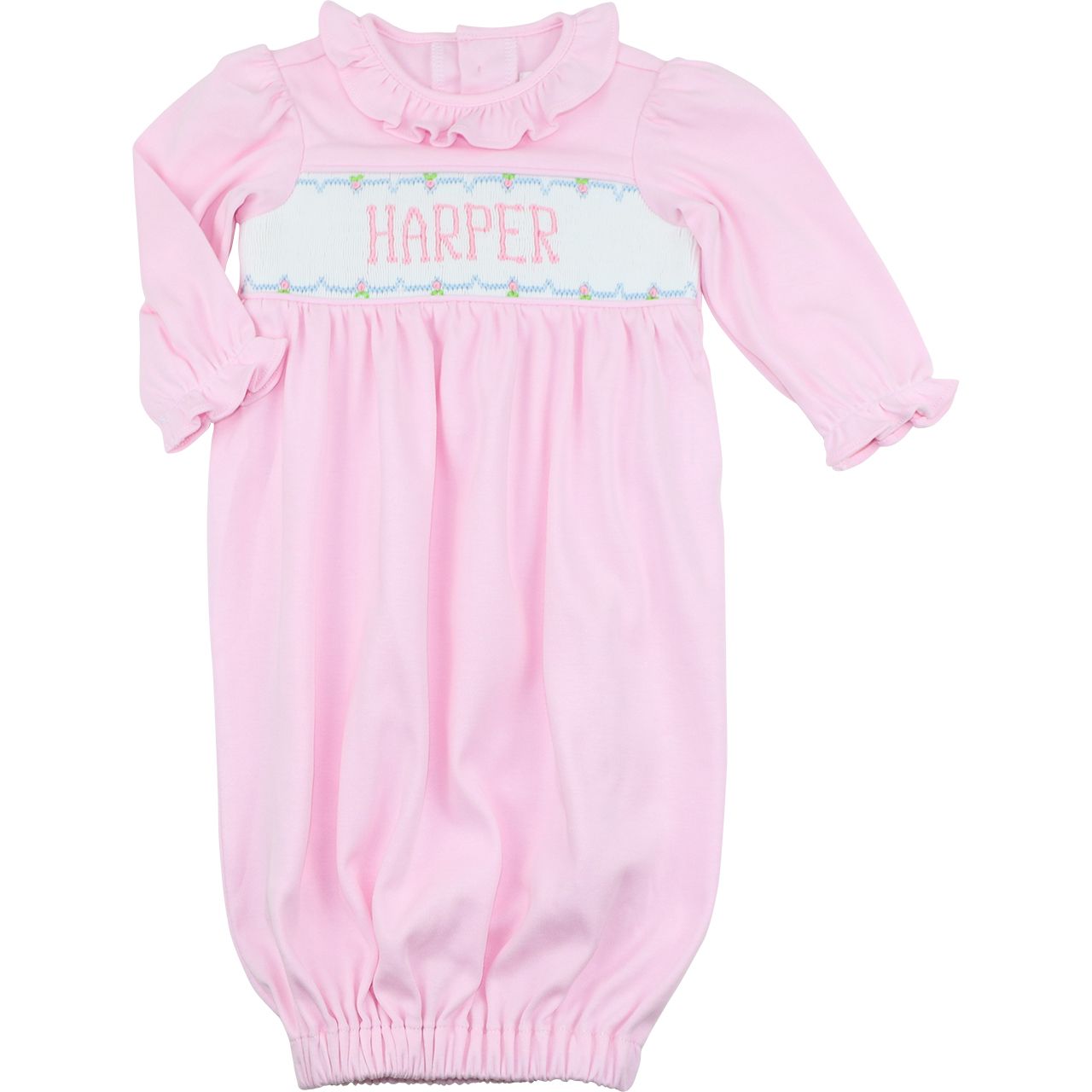 Pink Knit Custom Smocked Baby Gown