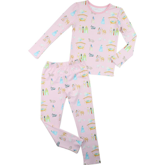 Pink Knit Nativity Scene Pajamas