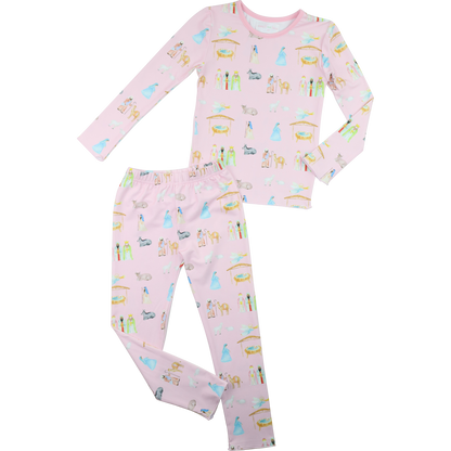 Pink Knit Nativity Scene Pajamas