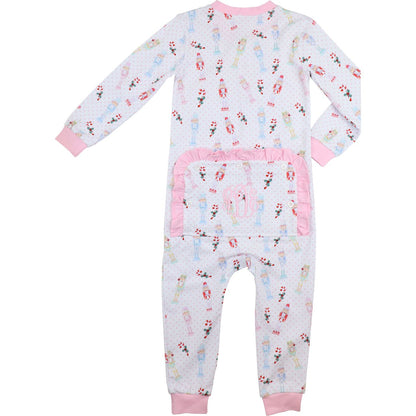 Pink Knit Nutcracker And Candy Cane Zipper Pajamas