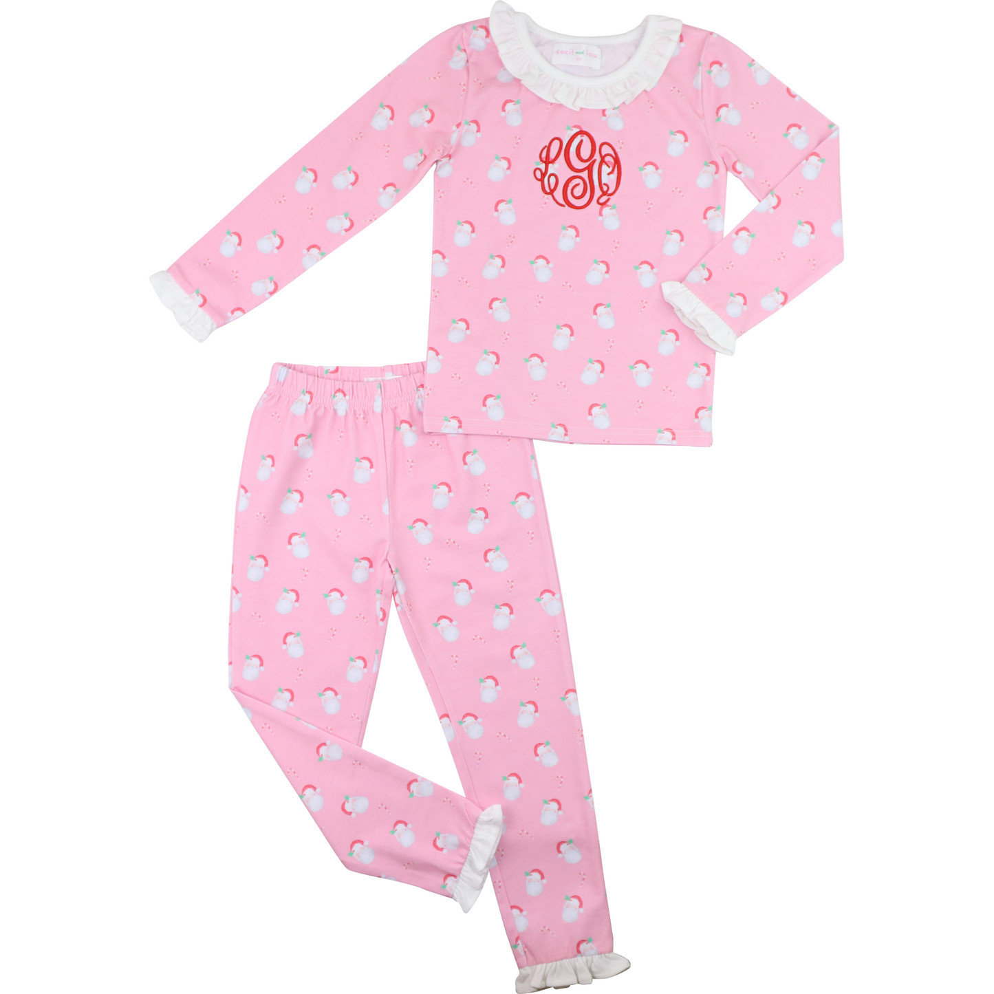 Pink Knit Santa And Candy Cane Pajamas