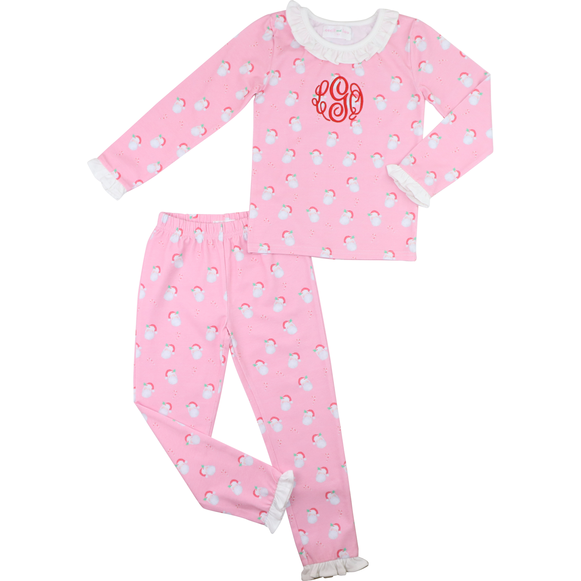 Pink Knit Santa And Candy Cane Pajamas