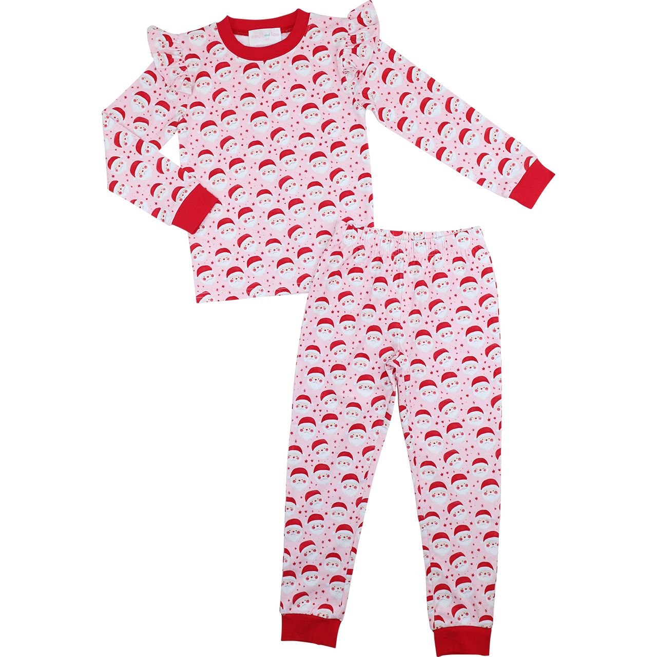 Pink Knit Santa Print Pajamas