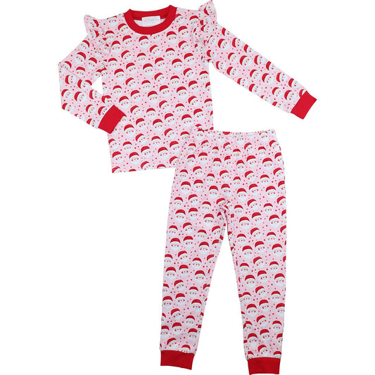 Pink Knit Santa Print Pajamas