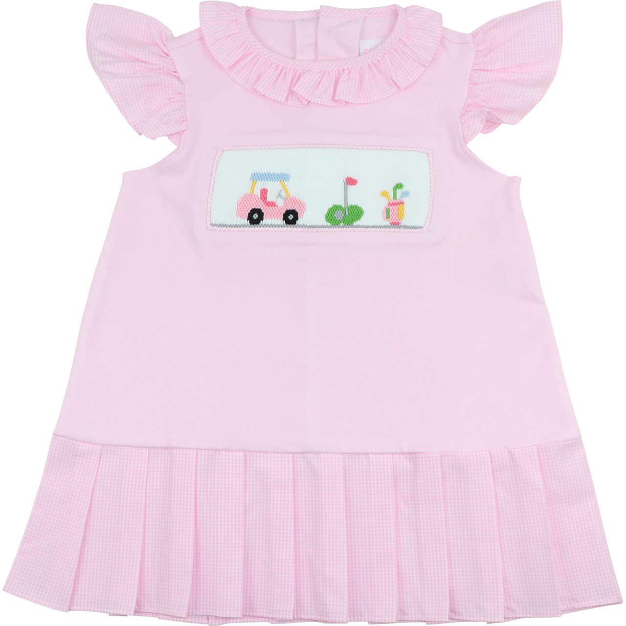 Pink Knit Smocked Golf Dress