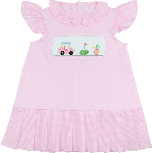 Pink Knit Smocked Golf Dress