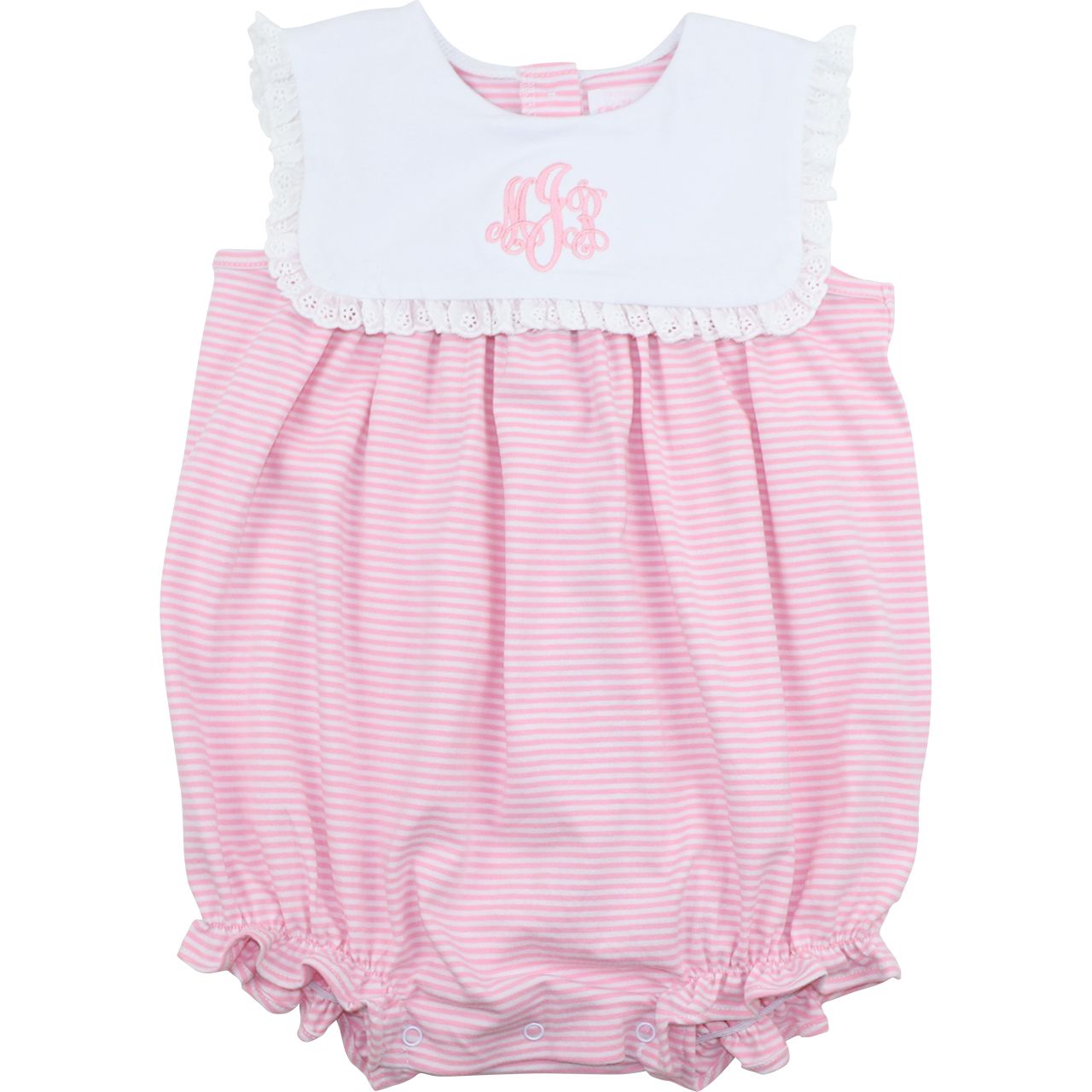 Pink Knit Stripe Eyelet Bubble