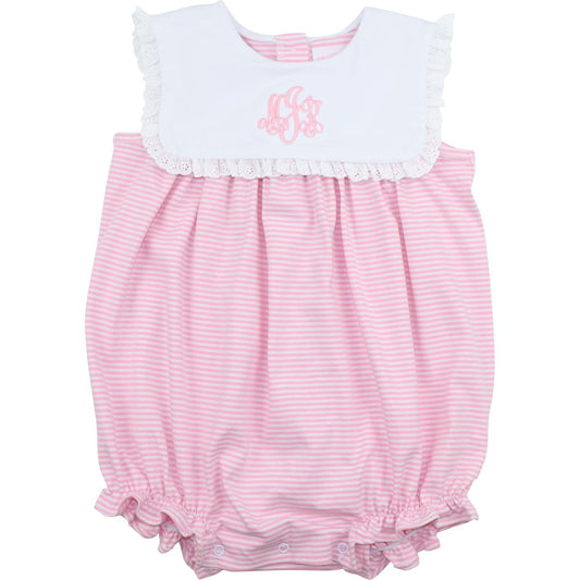 Pink Knit Stripe Eyelet Bubble