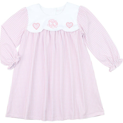Pink Knit Windowpane Heart Dress