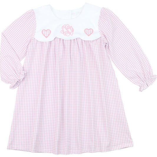 Pink Knit Windowpane Heart Dress