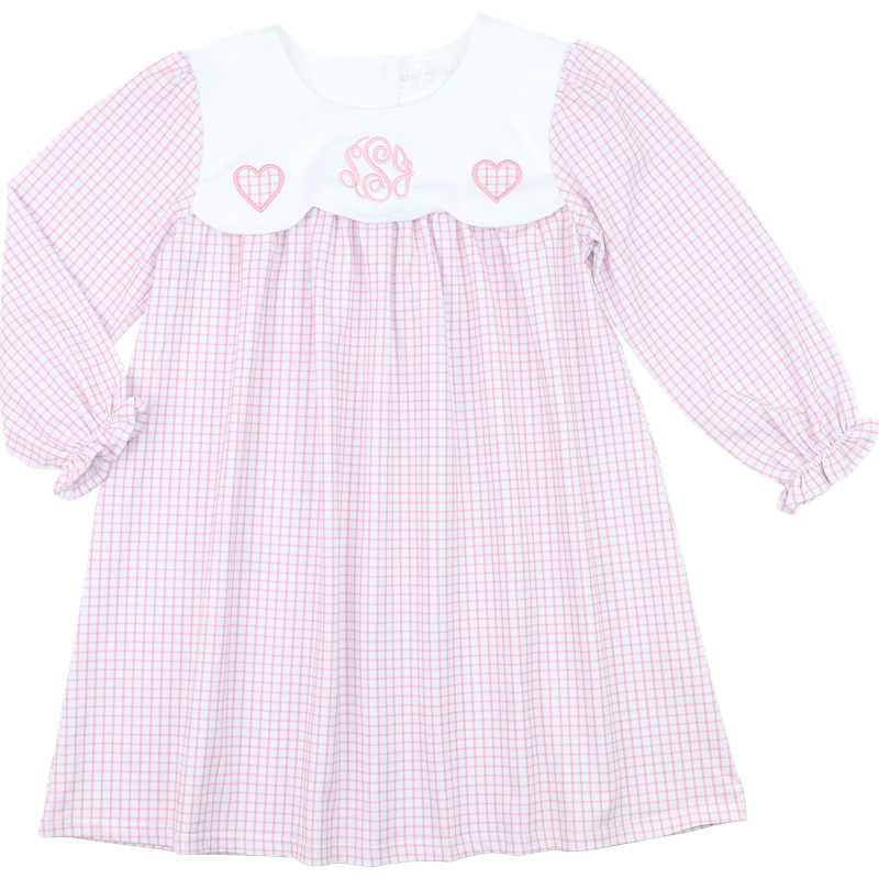 Pink Knit Windowpane Heart Dress