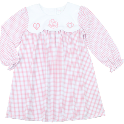 Pink Knit Windowpane Heart Dress