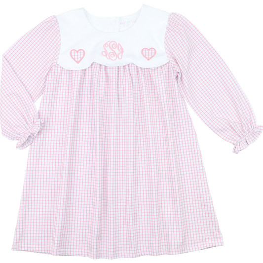 Pink Knit Windowpane Heart Dress