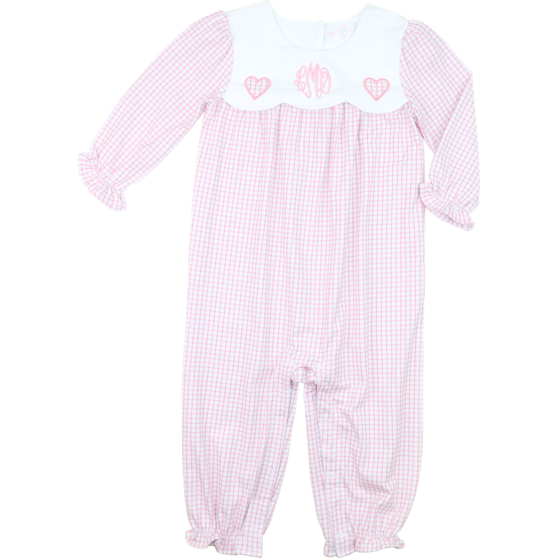 Pink Knit Windowpane Heart Long Bubble