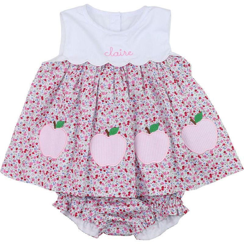 Pink Liberty Applique Apple Diaper Set