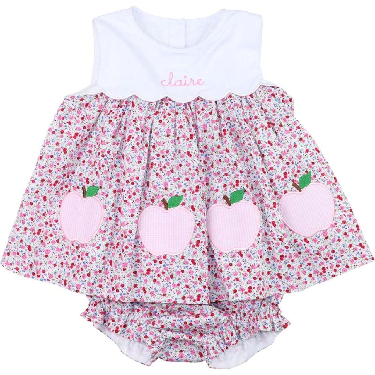 Pink Liberty Applique Apple Diaper Set3