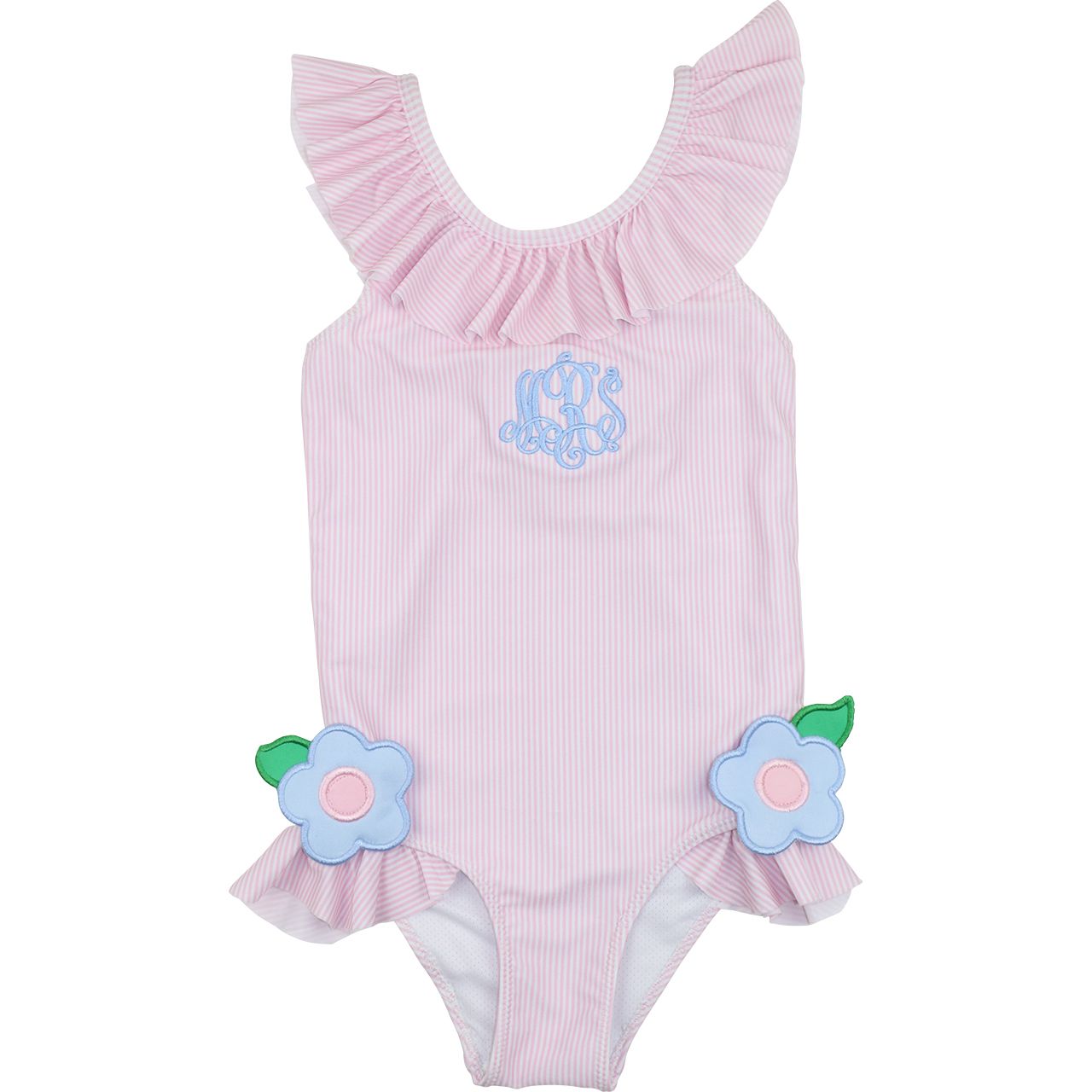 Pink Mini Stripe Flower Swimsuit