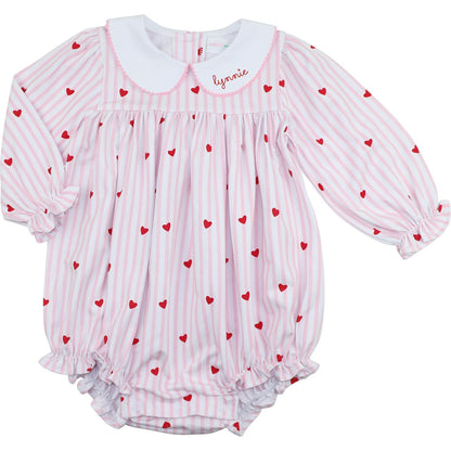 Pink Mini Stripe Knit Heart Bubble