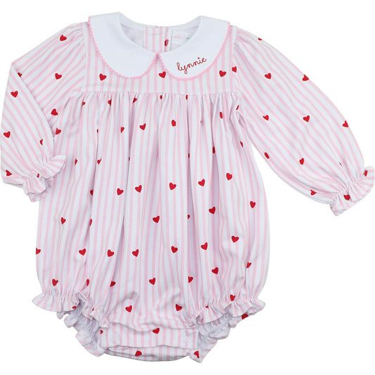 Pink Mini Stripe Knit Heart Bubble