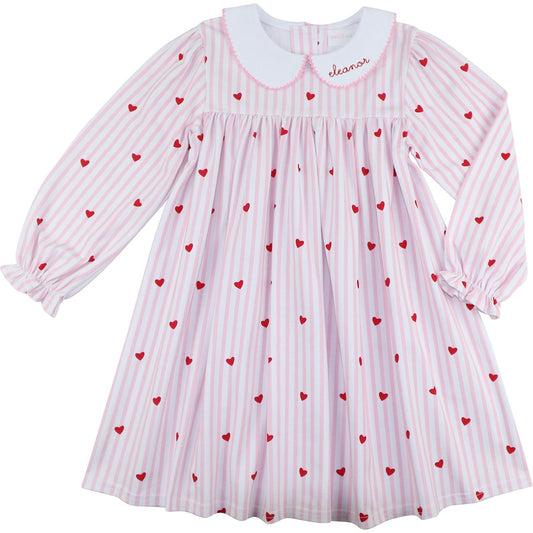 Pink Mini Stripe Knit Heart Dress