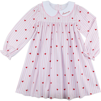 Pink Mini Stripe Knit Heart Dress