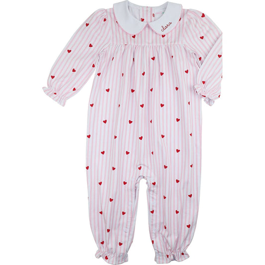 Pink Mini Stripe Knit Heart Long Bubble